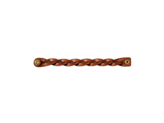 Hidden House Co. brown braided leather bracelet with a brass snap closure featuring a subtle logo detail.